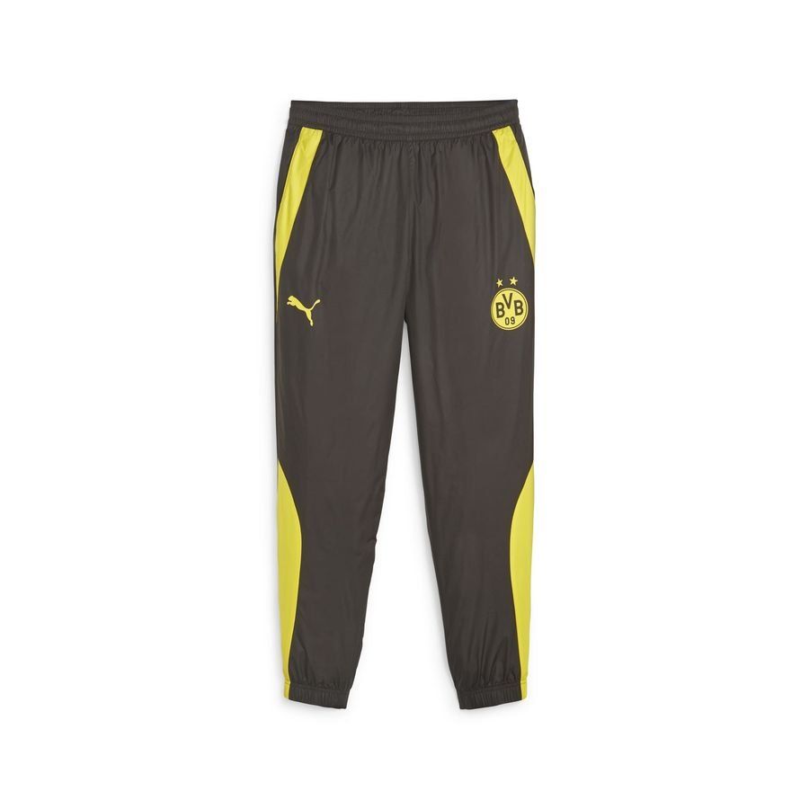 Dortmund Training Trousers Pre Match Woven - PUMA Black/Cyber Yellow - Men's-SoccerKits Hub | Buy Soccer Jerseys Online